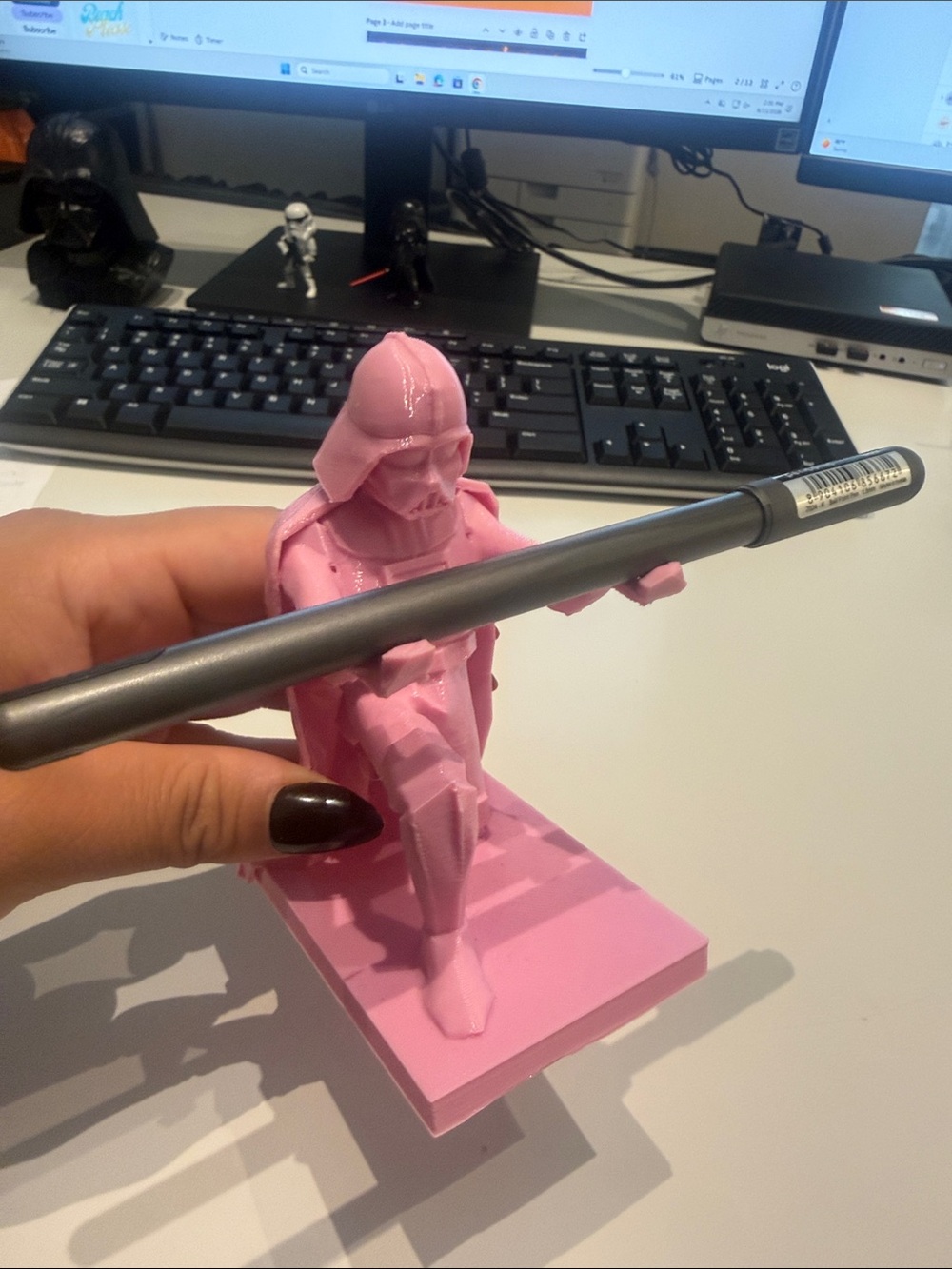 Darth Vadar Star Wars Pink Resin Desk Pen Holder Statue - Home Office Accent